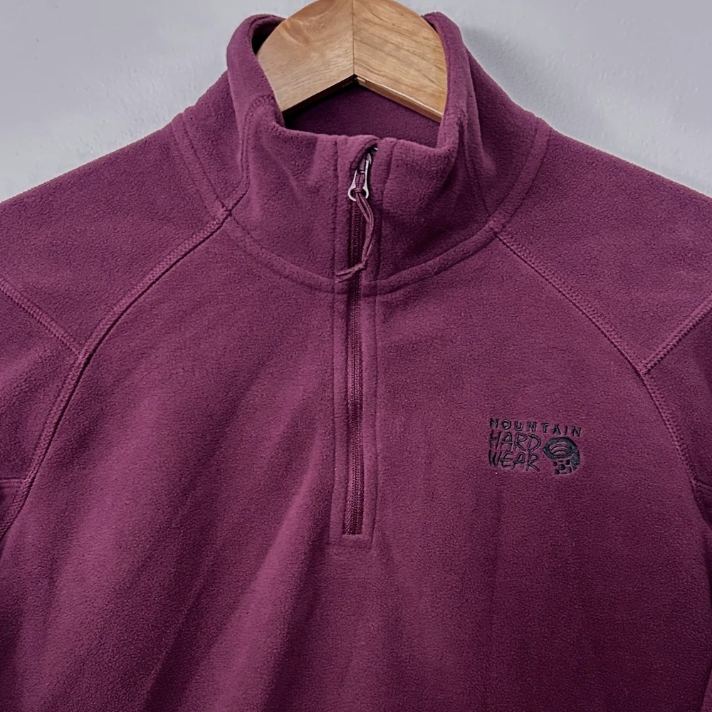 Mountain Hardwear Fleece Pullover Womens Small Maroon 1/4 Zip Mock Neck Outdoor
